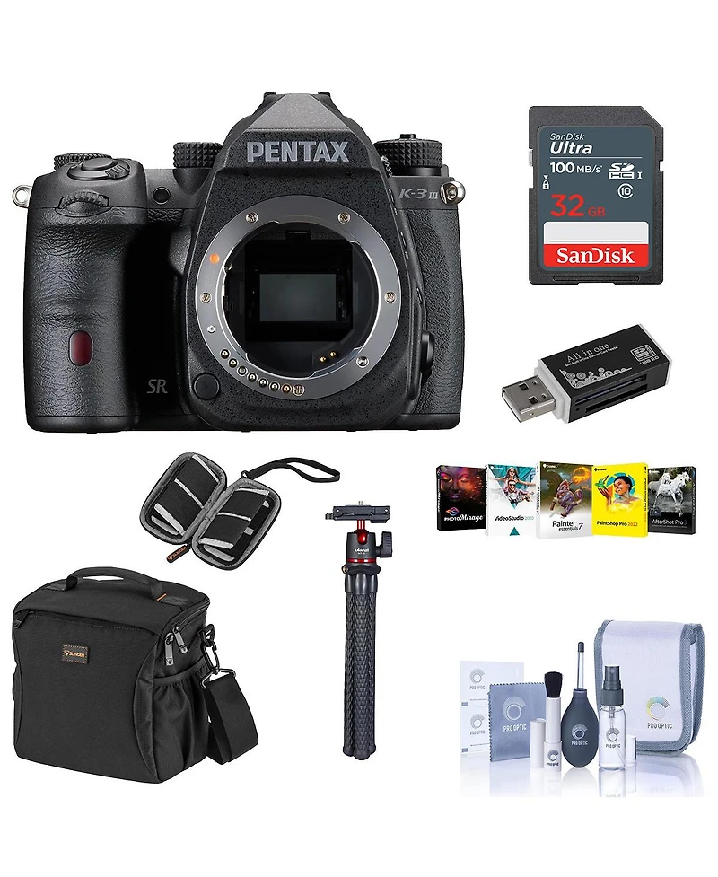Pentax K-3 Mark Iii Monochrome Dslr Camera, Bundle with Alpine 160 Shoulder Bag, 32GB Memory Card, Mt-11 Tripod, Pc Software Kit