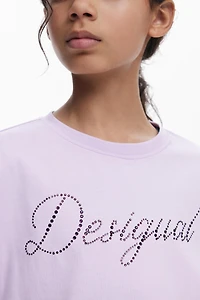 Desigual Girls's Plain T-shirt with strass logo