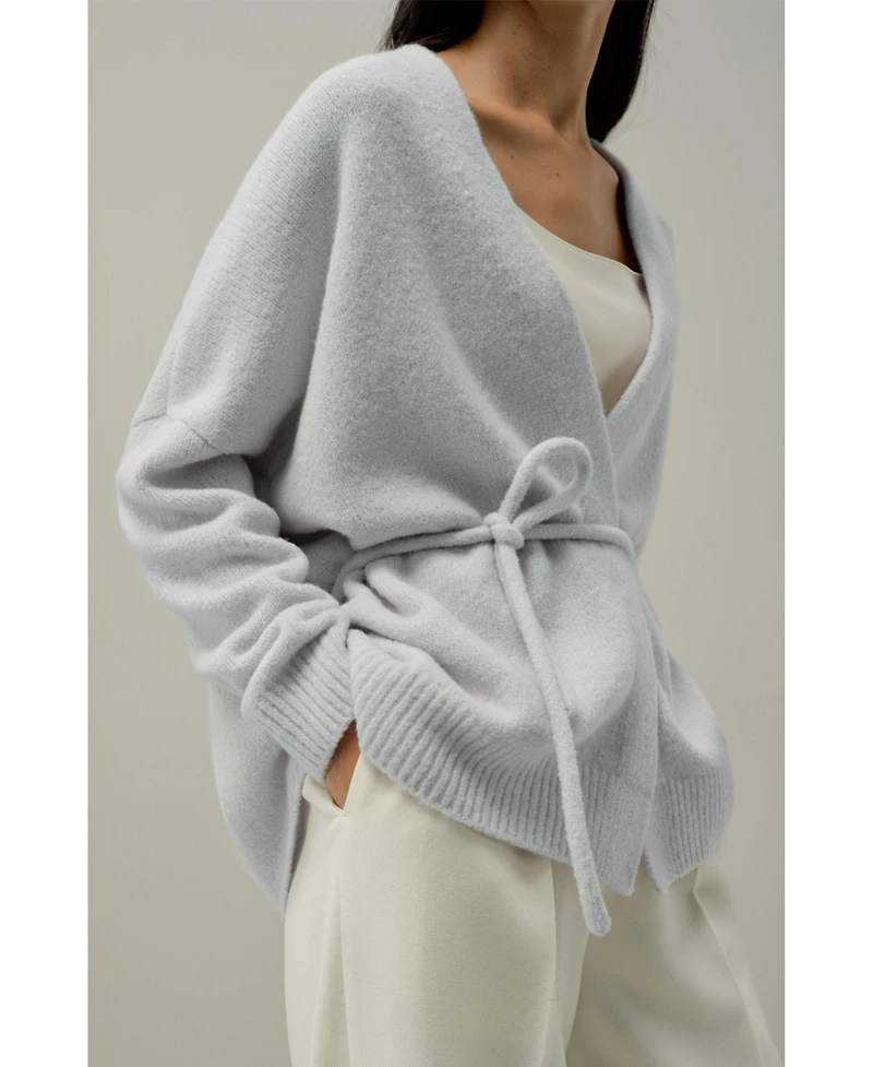 Lilysilk Women's Boucle Knit Silk-Cashmere Wrap Cardigan