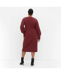 City Chic Plus Sarah Long Sleeve Rib Dress