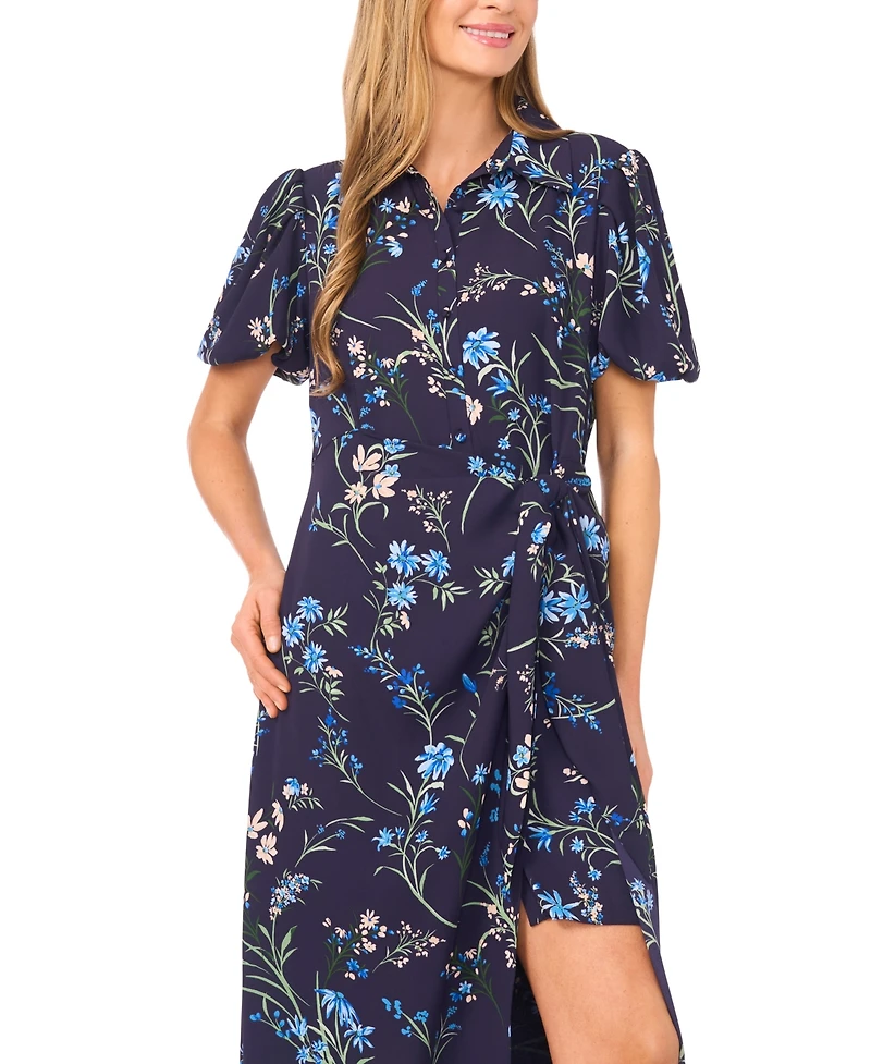 CeCe Women's Button-Front Midi Shirt Dress