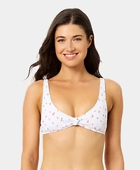 California Waves Women's Mini Cherry Smocked Knot Swim Bralette