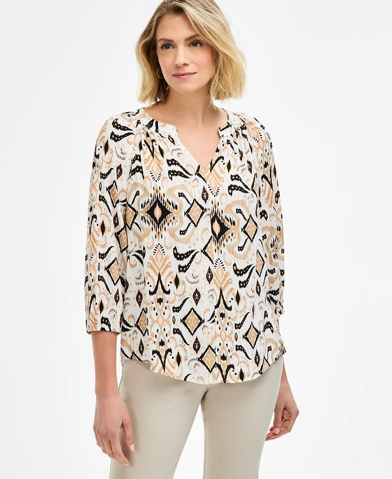 Jm Collection Women's Printed 3/4-Sleeve Blouse, Macy's Exclusive