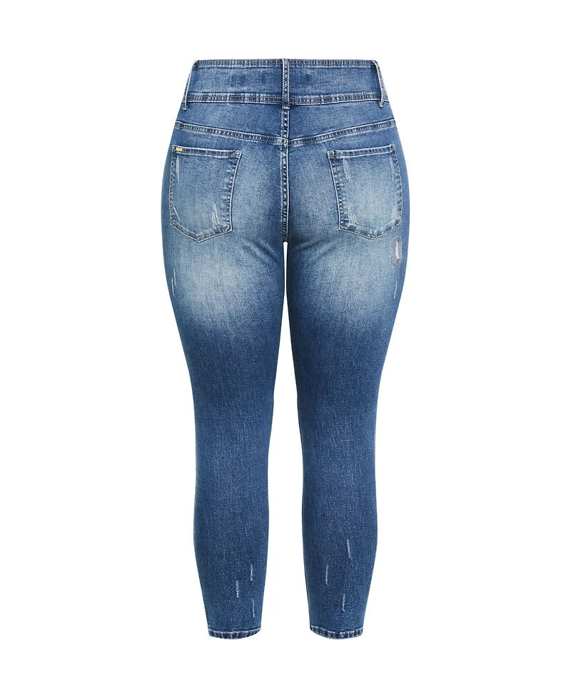 City Chic Plus Patched Apple Skinny Jean