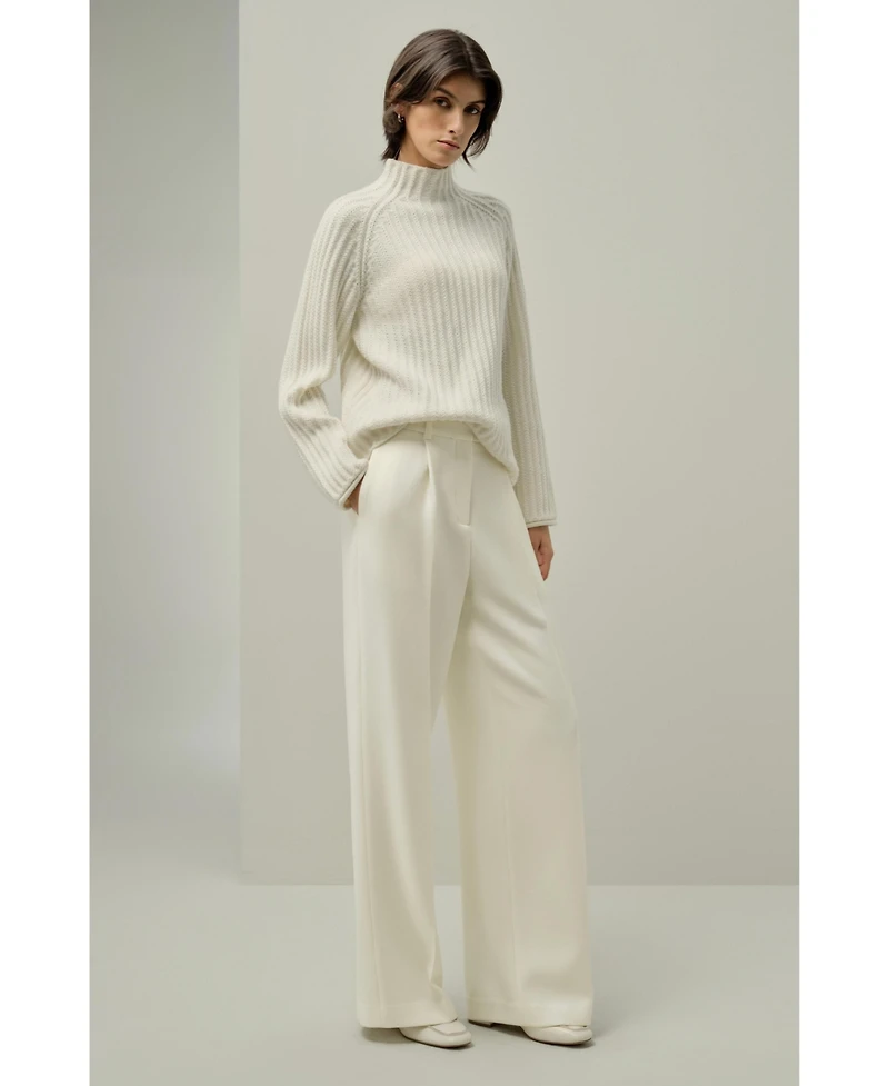 Lilysilk Women's Pointelle Mock Neck Sweater