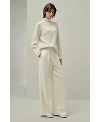 Lilysilk Women's Pointelle Mock Neck Sweater