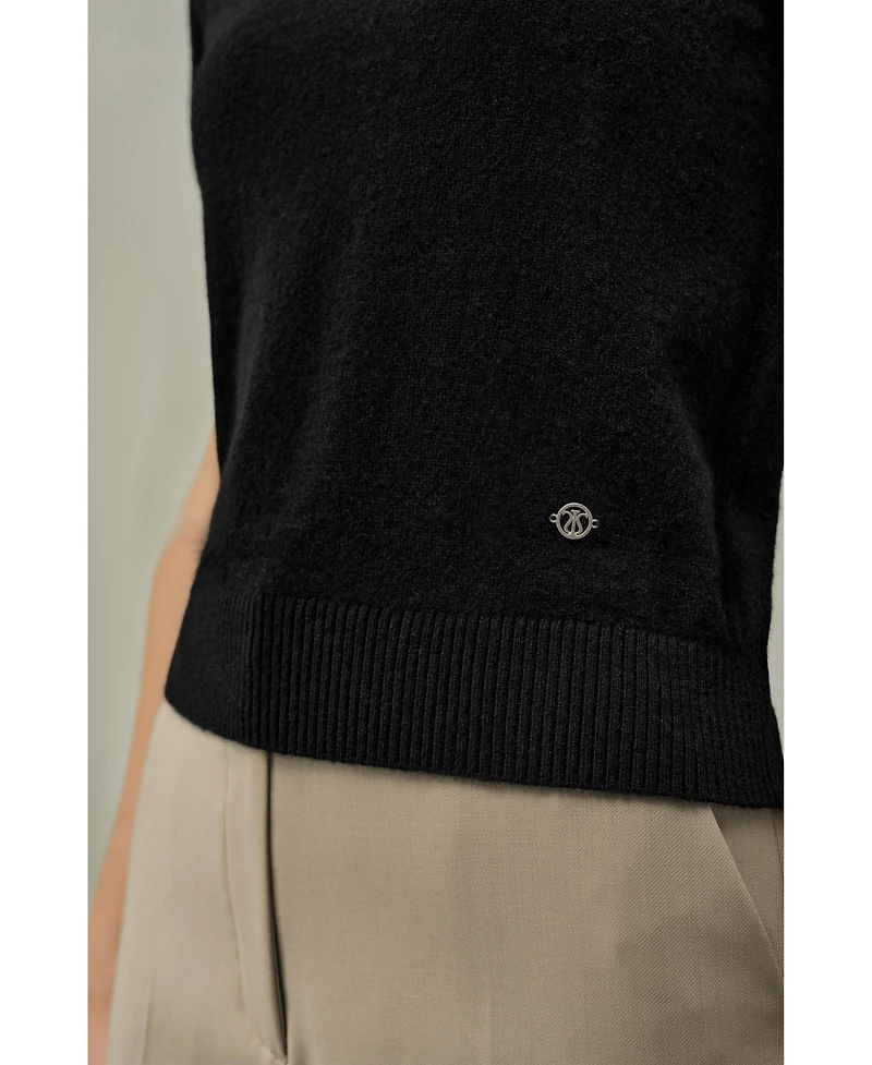 Lilysilk Women's Cashmere Fitted Short Sleeve Top