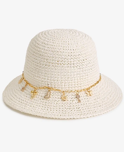 On 34th Charm Trim Paper Crochet Bucket Hat, Macy's Exclusive