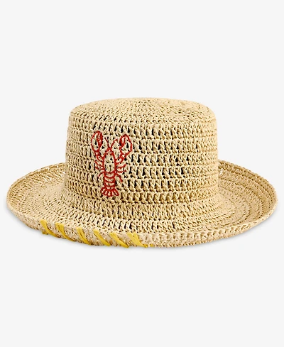 On 34th Icon Embroidered Crochet Straw Bucket Hat, Macy's Exclusive
