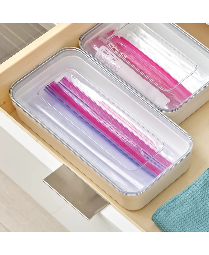 iDesign Food Bag Dispenser Organizer - Set of 3 -White/Clear