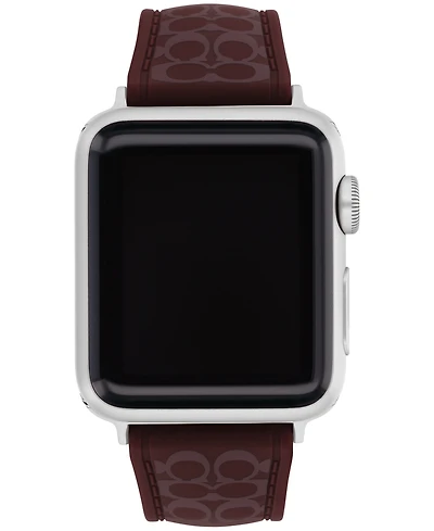 Coach Women's Black Currant Sig C Silicone Apple Watch, Strap 38mm, 40mm, 41mm