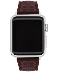 Coach Women's Black Currant Sig C Silicone Apple Watch, Strap 38mm, 40mm, 41mm