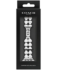 Coach Women's Silver Tone Stainless Steel With Crystals Heart Apple Watch, Strap 38mm, 40mm, 41mm