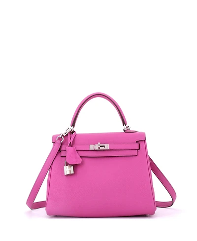 Pre-Owned Hermes Kelly Handbag Pink Togo with Palladium Hardware