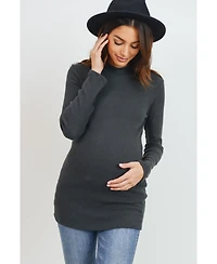 Hello Miz Maternity Mock Neck Long Sleeve Ribbed Top