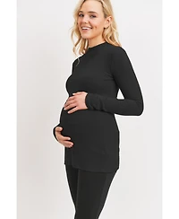 Hello Miz Maternity Mock Neck Long Sleeve Ribbed Top