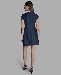 Bcbg Women's Taffeta Fit-and-Flare Mock Neck Mini Dress