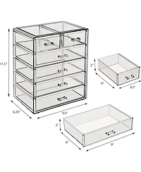 Sorbus 6 Drawer Acrylic Makeup Organizer Case for Cosmetics, and jewelry - Drawers with Diamond Detail