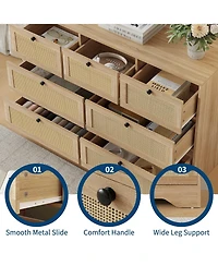 gaomon Rattan 7 Drawer Dresser for Bedroom, Farmhouse Modern Dressers & Chests of Drawers