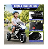 Hongge Kids Electric Ride On Motorcycle with Led Lights Music and Three Wheel Design