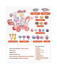 Slickblue Ice Cream Cart for Kids, 27 Pcs Accessories, Pretend Play Store with Storage Trolley with Pretend Money