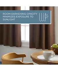 Town & Country Basics Selena Coffee Brown Solid Linen Texture Room Darkening, Grommet Top Curtain Panels