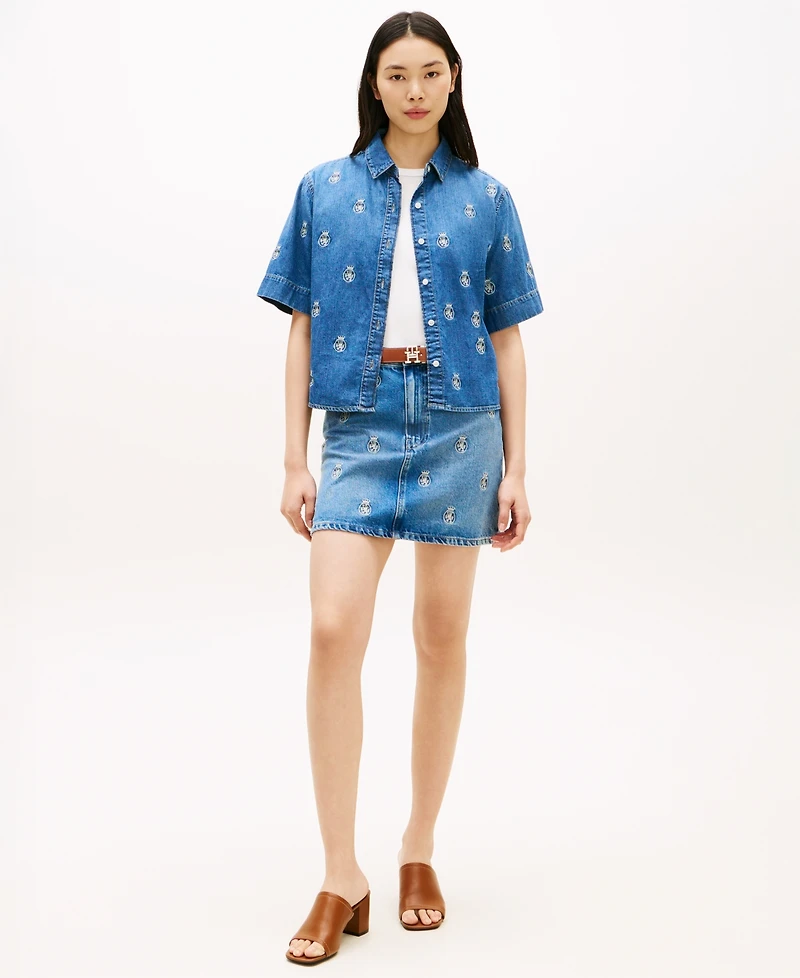 Tommy Hilfiger Women's Crest Detail Short-Sleeve Shirt