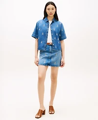 Tommy Hilfiger Women's Crest Detail Short-Sleeve Shirt