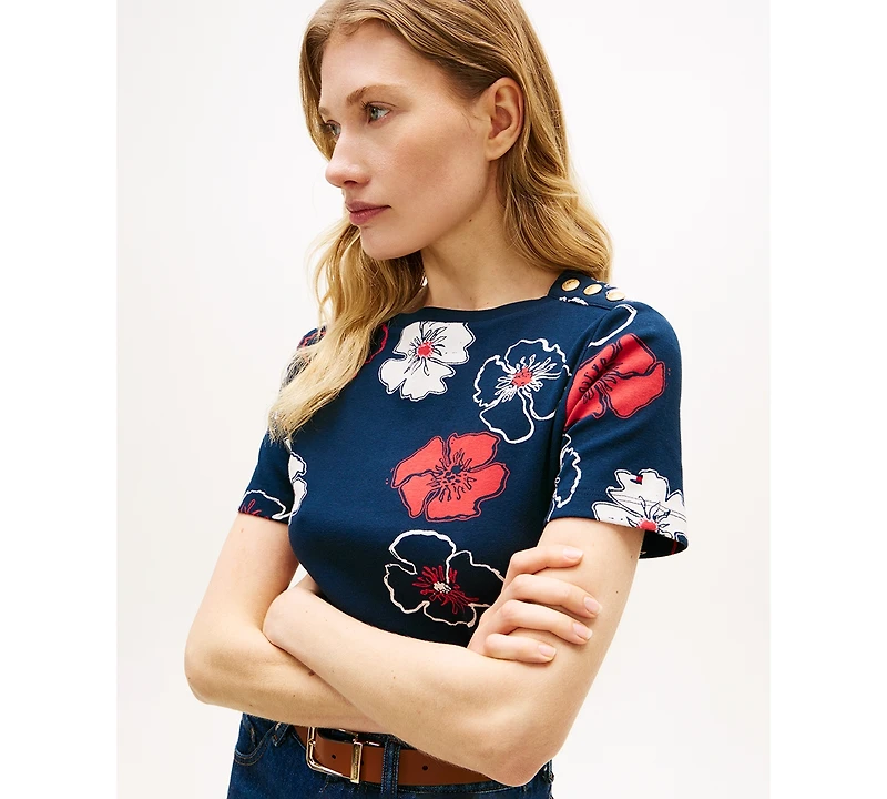 Tommy Hilfiger Women's Ribbed Boxy Crewneck T-Shirt