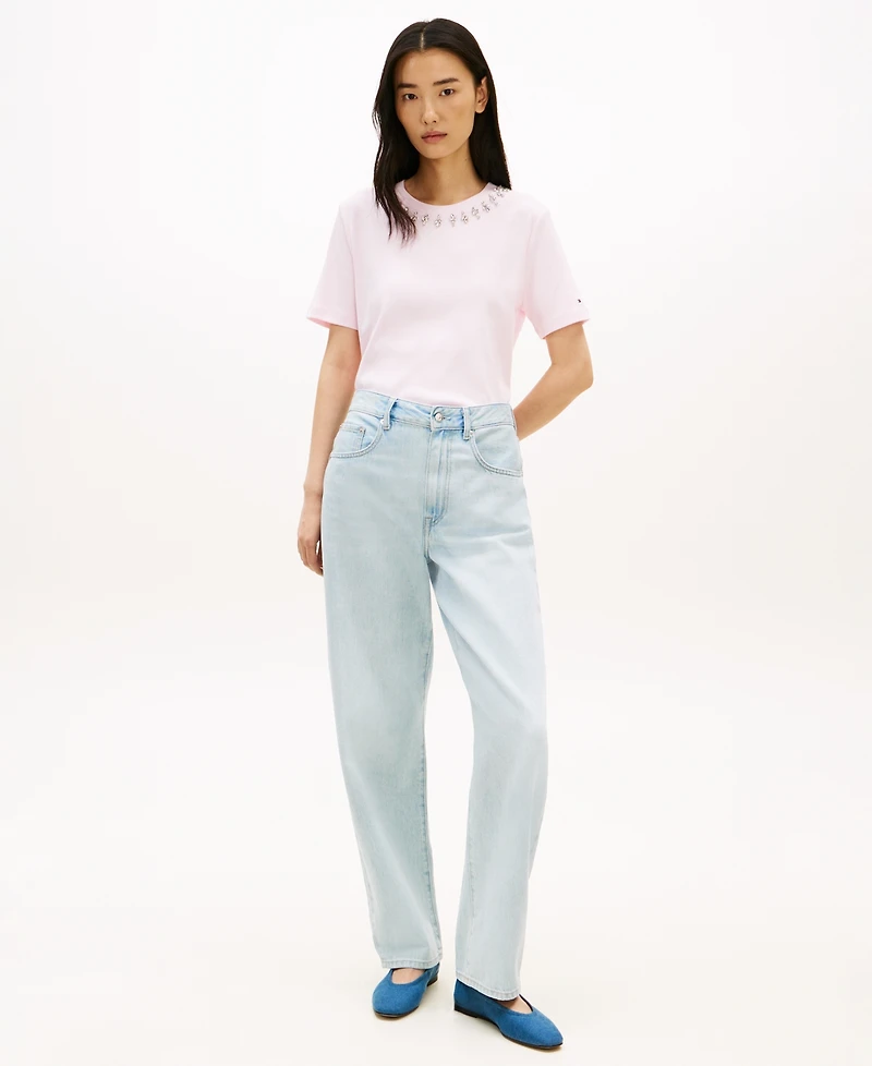 Tommy Hilfiger Women's Ribbed Bling T-Shirt