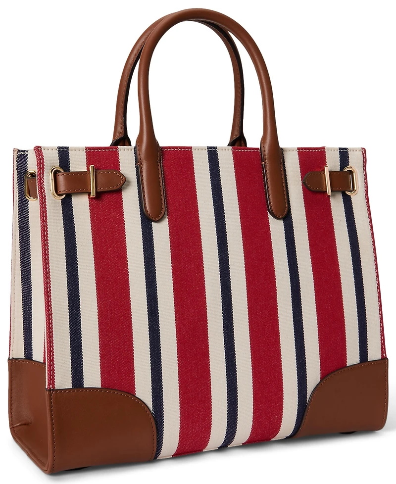 Lauren Ralph Lauren Striped Canvas Small Devyn Tote Bag