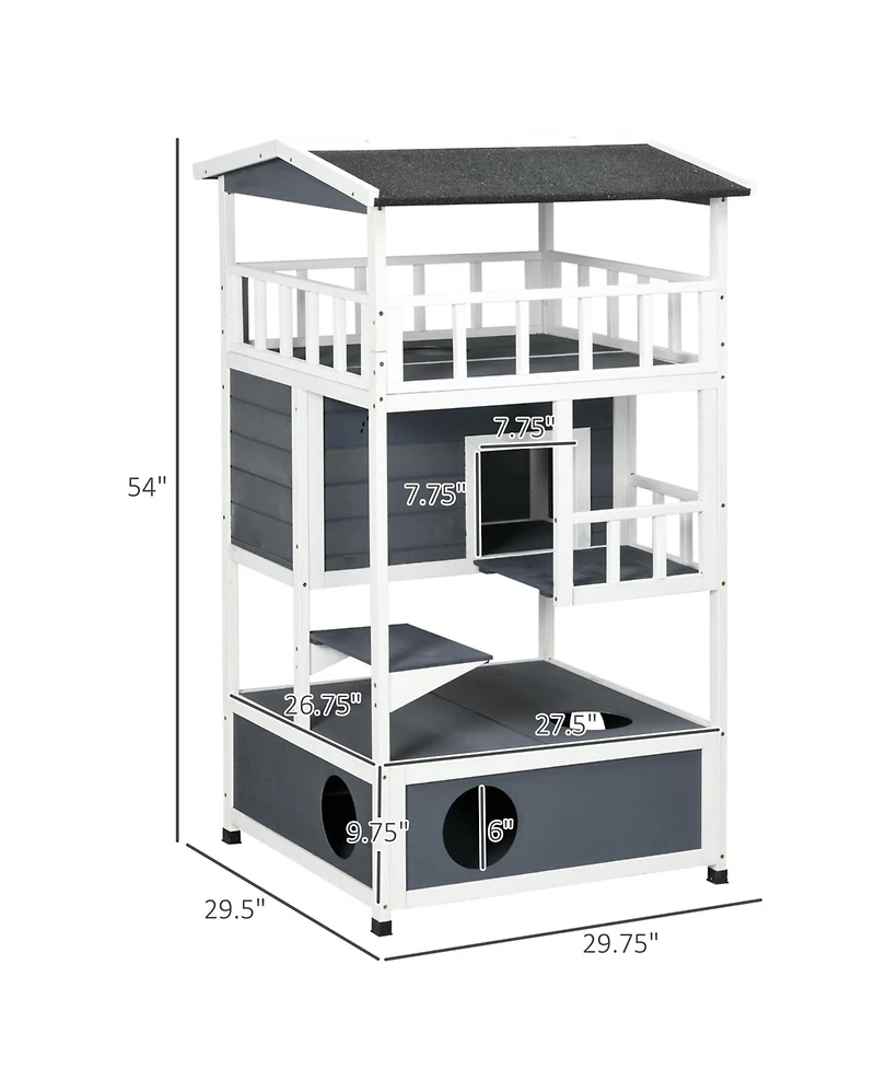 Aostirmotor Cat House with Asphalt Roof, Escape Doors,Condo, Jumping Platform