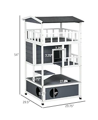 Aostirmotor Cat House with Asphalt Roof, Escape Doors,Condo, Jumping Platform