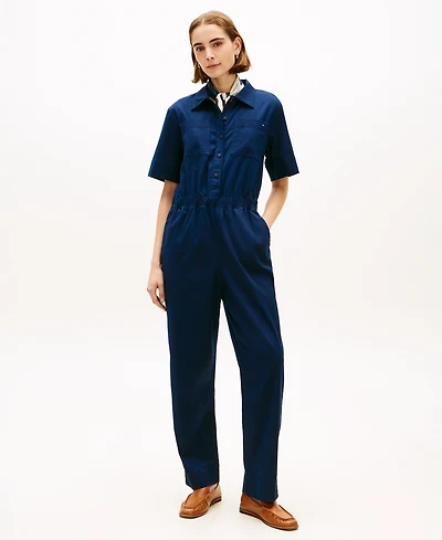 Tommy Hilfiger Women's Utility Shirt Short-Sleeve Jumpsuit