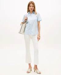 Tommy Hilfiger Women's Striped Poplin Short-Sleeve Shirt