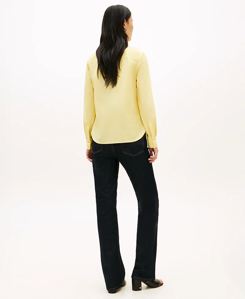 Tommy Hilfiger Women's Classic Poplin Roll-Tab Long-Sleeve Shirt