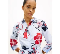 Tommy Hilfiger Women's Classic Poplin Long-Sleeve Shirt Dress