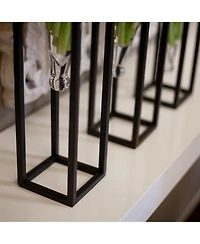 Danya B Set of 3 Clear Amphorae Vases on Square Tubing Metal Stands