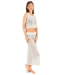 Hurley Women's Mid Rise Embroidered Crochet Swim Skirt