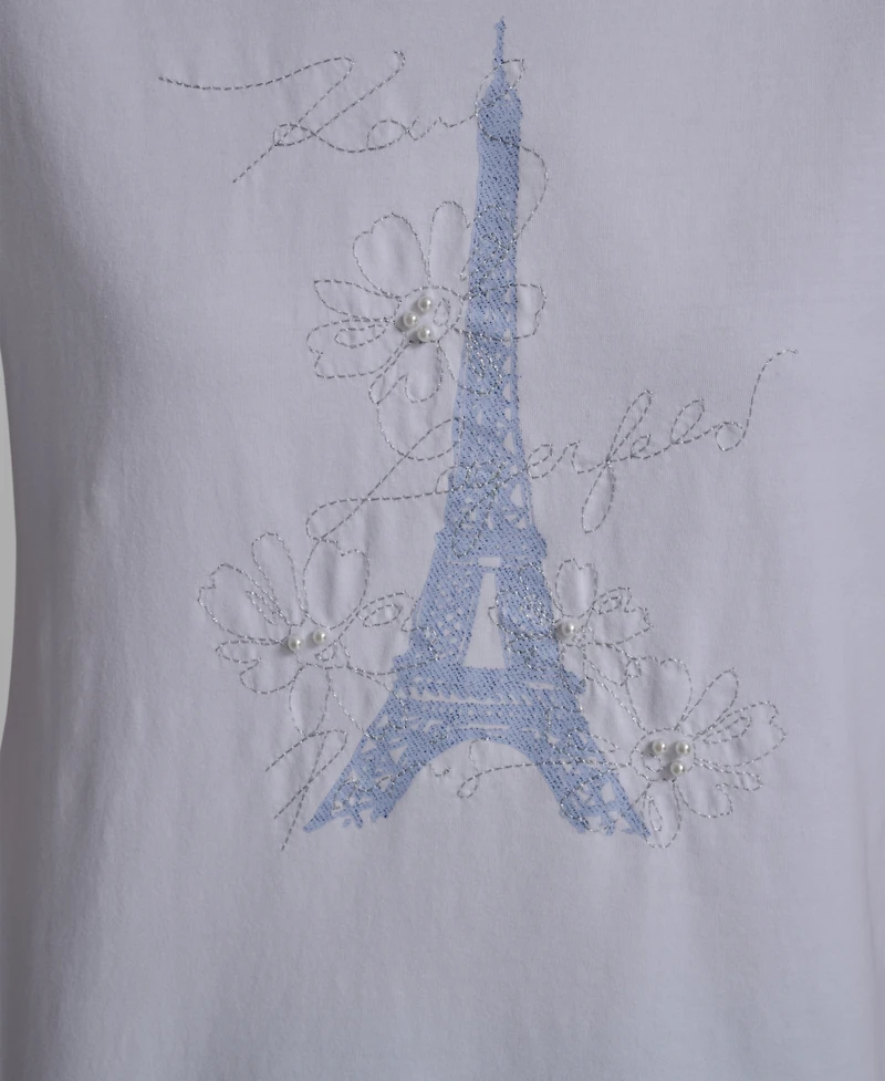 Karl Lagerfeld Paris Women's Crewneck Eiffel Tower T-Shirt
