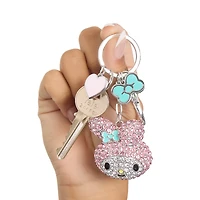 Hello Kitty Sanrio My Melody Crystal Keychain with Heart & Bow Charms