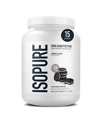 Isopure Zero Carb 100% Pure Whey Isolate Protein Powder, Cookies & Cream, 25g Protein, 15 Servings Tub