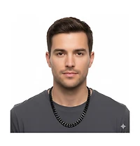 Stainless Steel, Black Plated Cuban Chain Necklace