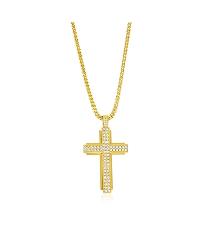 Metallo Stainless Steel, Cz Cross Necklace