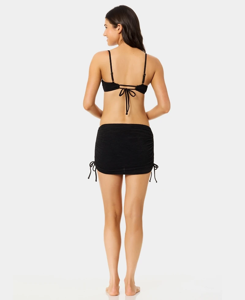 California Waves Women's Solid Popcorn Scrunch Side-Tie Swim Skirt