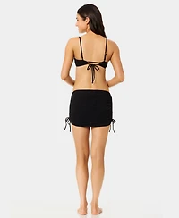 California Waves Women's Solid Popcorn Scrunch Side-Tie Swim Skirt