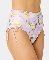 California Waves Women's Blooming Garden Tunneled High-Waist Swim Bottoms
