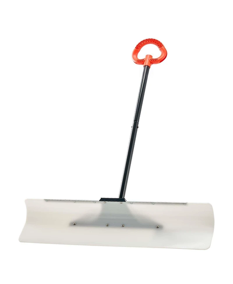 Mecale Snow Pusher Shovel, 36", Hdpe Blade w/ Metal Edge, Segmented Handle, Ergonomic Grip, Driveway/Garden