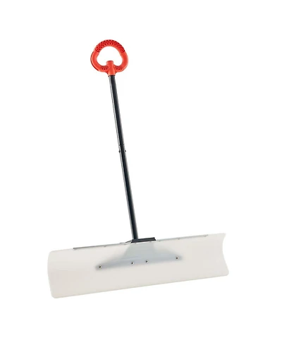 Mecale Snow Pusher Shovel, 36", Hdpe Blade w/ Metal Edge, Segmented Handle, Ergonomic Grip, Driveway/Garden