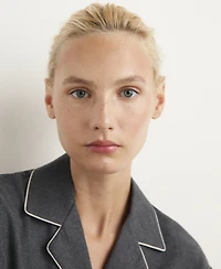 Mango Women's Contrasting Piping Cotton Flannel Shirt